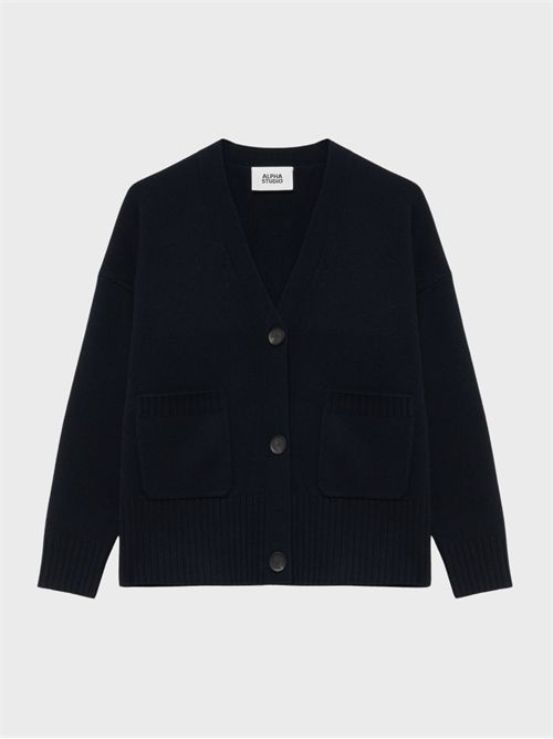 Wool and Cashmere Cardigan with Patch Pockets ALPHA STUDIO | AD8301E2201